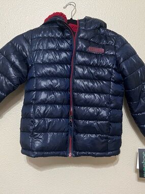 Sequoia Navy Puffer Jacket with Red Trim